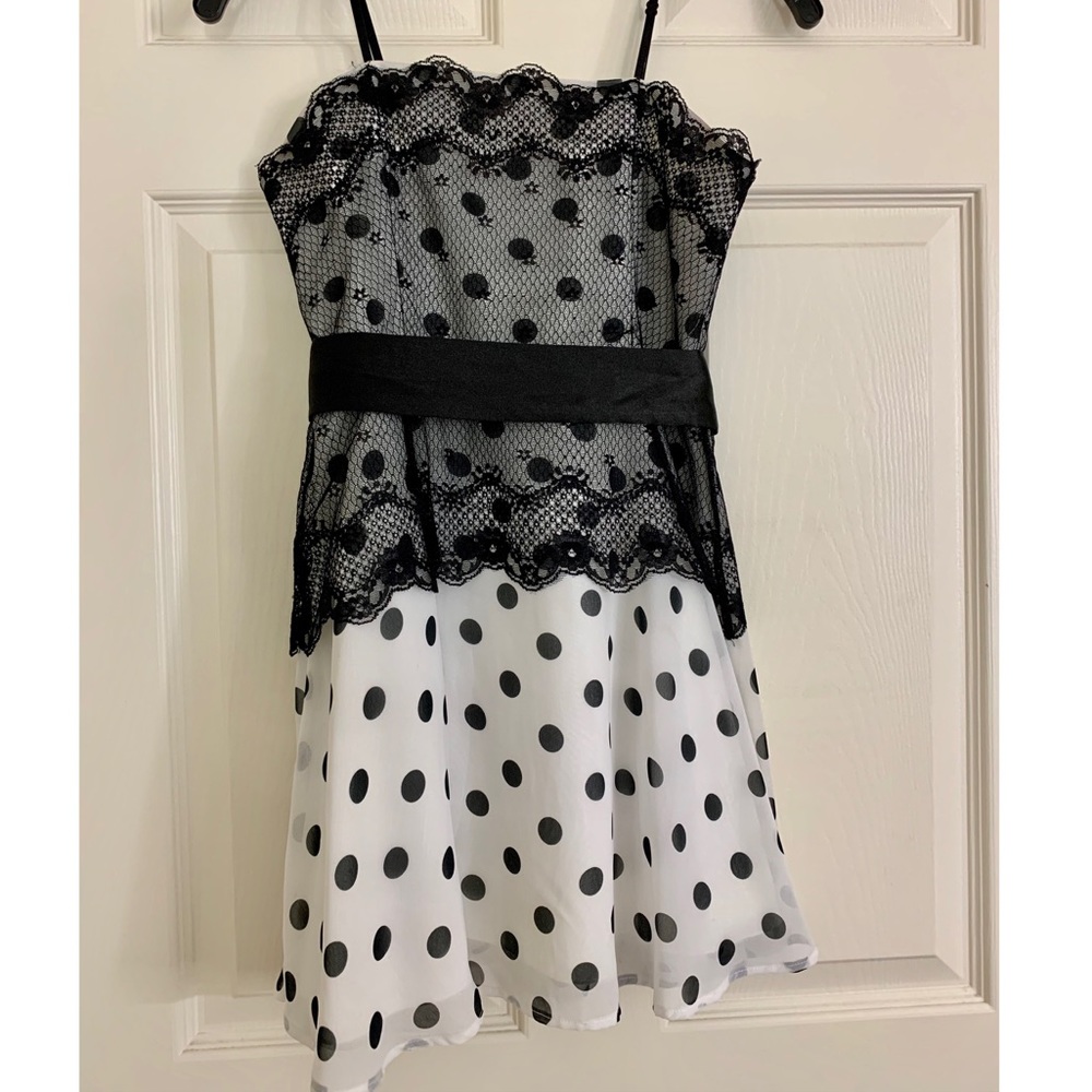 Un Deux Trois Black White polka dot kids dress